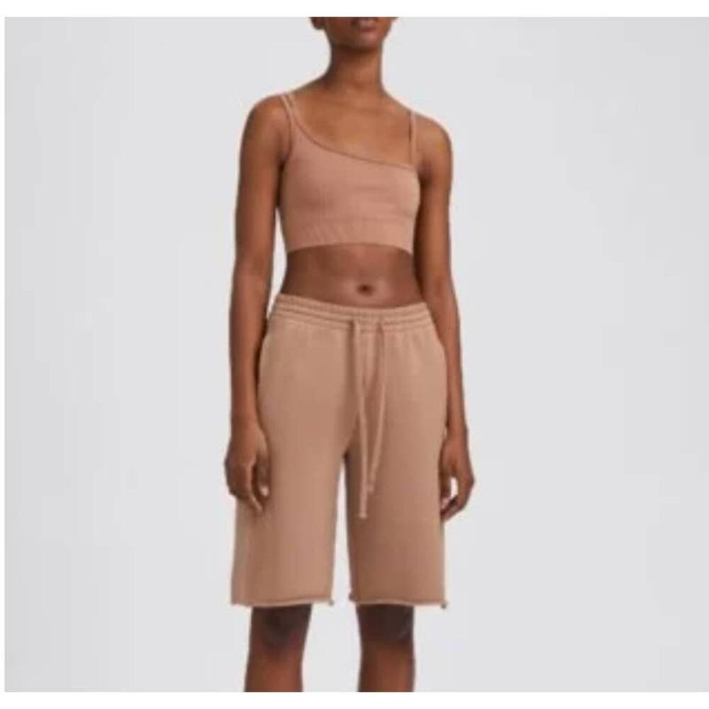 Filippa K Soft Sport Reverse Striped Shorts in Almond Women's Size XS Activewear